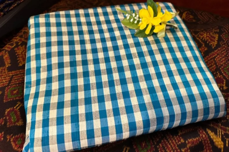 Silk Plaid, Soft Textured, Light Blue and Grey