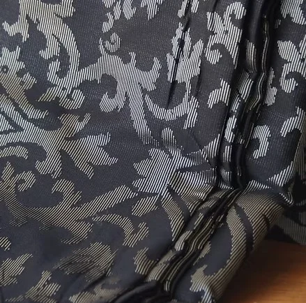 Machine-Woven Spun Silk, Jacquard, Wide Width, Black