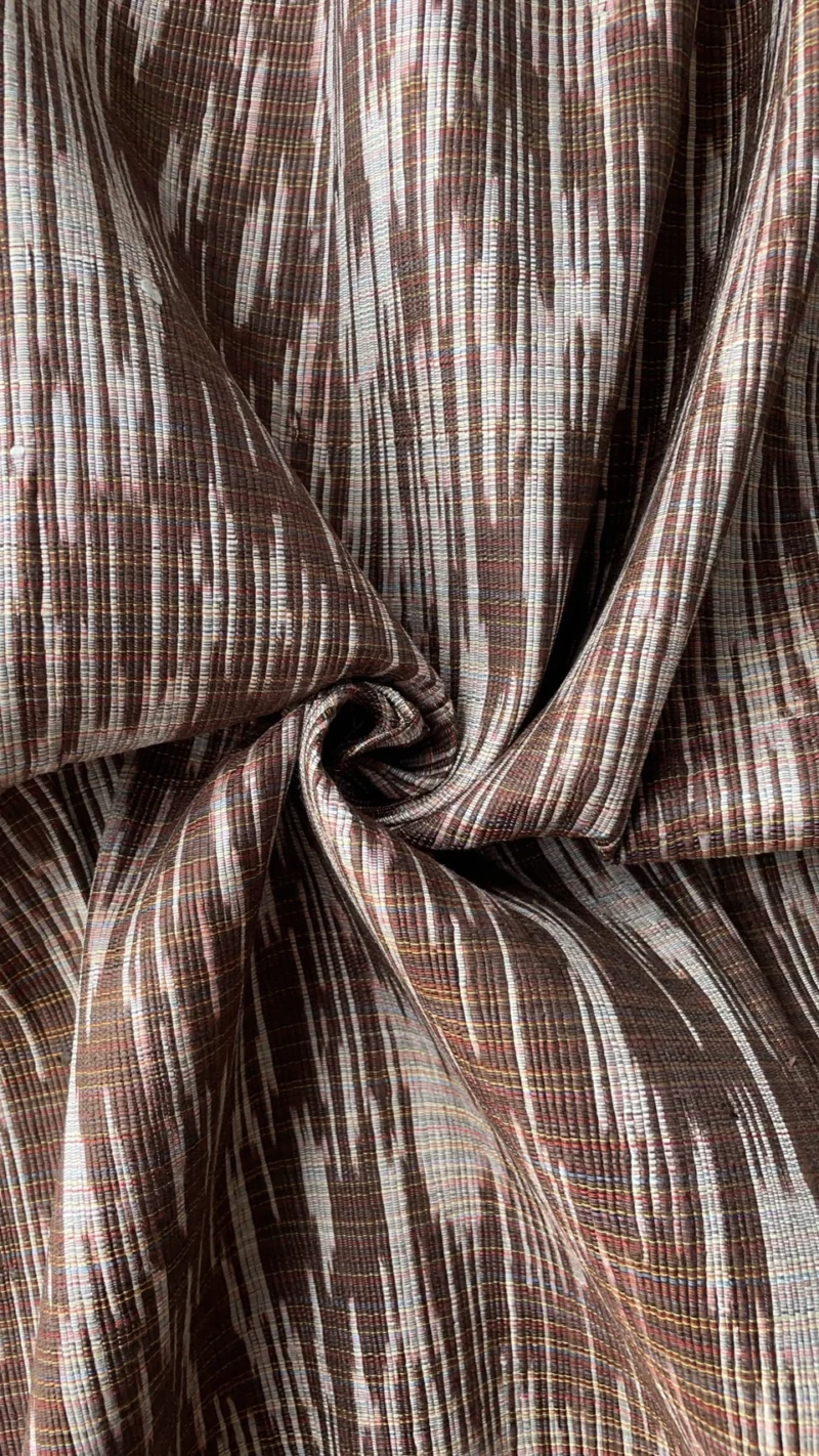Contemporary Ikat Silk, Heavy Weight, Speckled Pattern, Dark Brown and White
