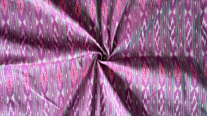 Ikat Silk, 2-Shaft, Hook Pattern, Lotus Mauve