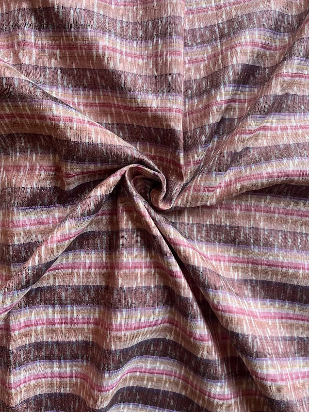 Ikat Silk, 2-Shaft, Kon Ka-Et Pattern, Brown and Salmon Pink