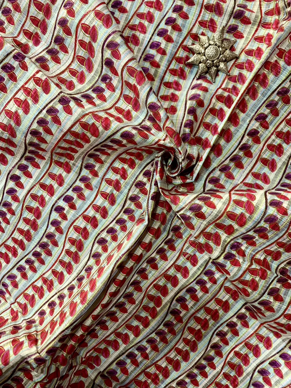 Printed Silk, Textured, Cocoa Print, Multicolour