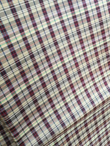 Silk Plaid, Smooth Weave, Red and Grey