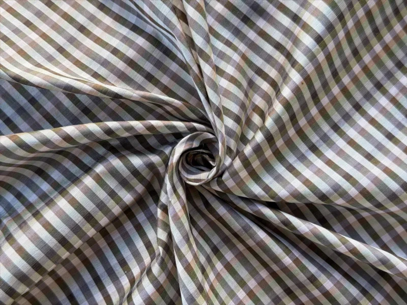 Silk Plaid, Smooth Weave, Black and Grey