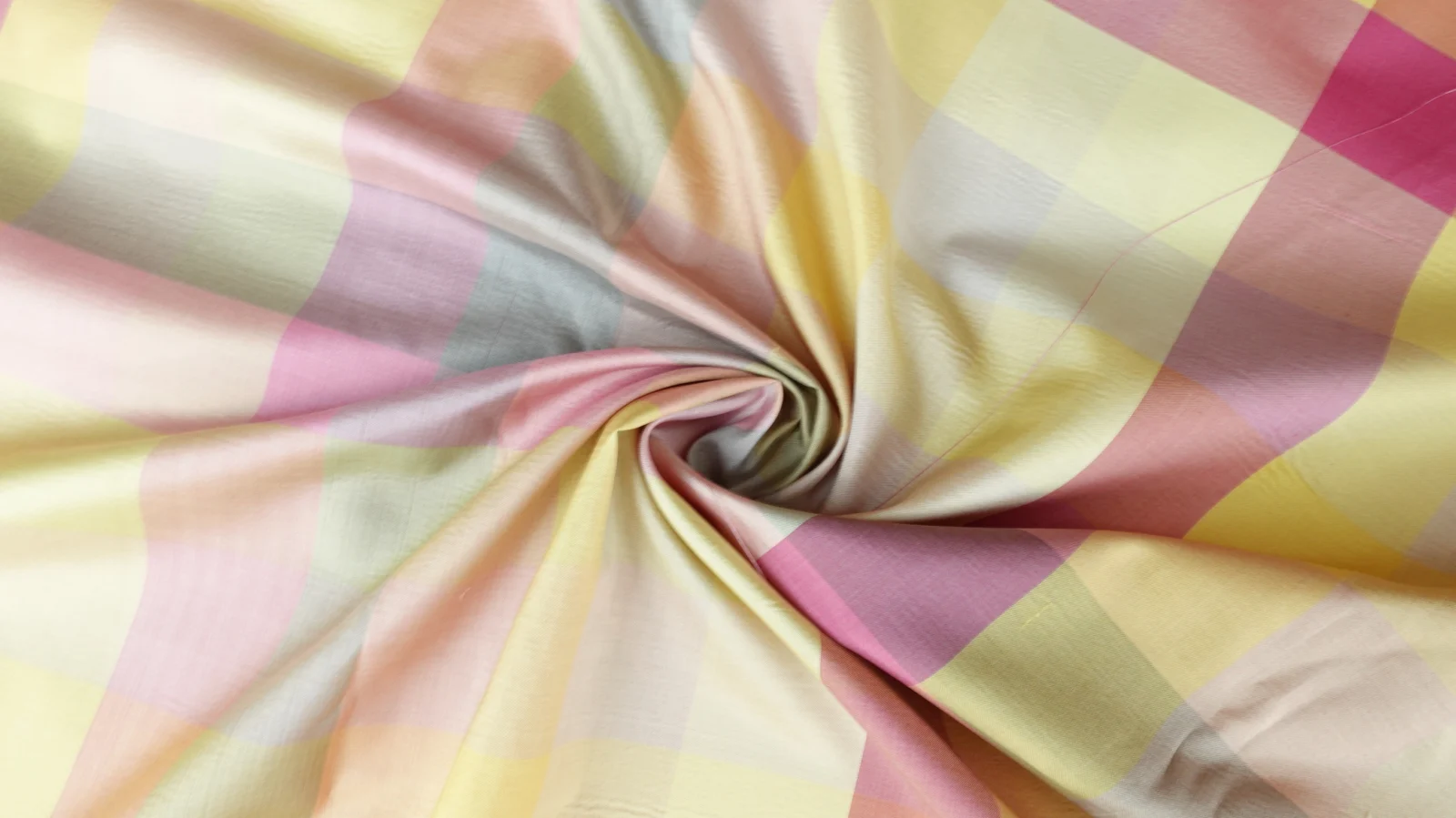 Silk Multicolour Stripe, Check Pattern, Warm Tones