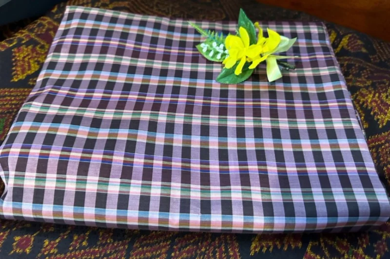 Silk Plaid, Smooth Weave, Purple and Black