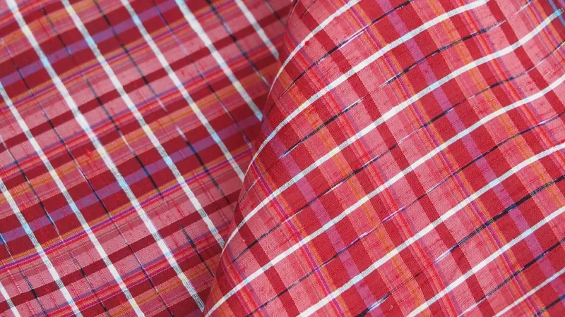 Silk Plaid, Soft Textured, Red and Orange