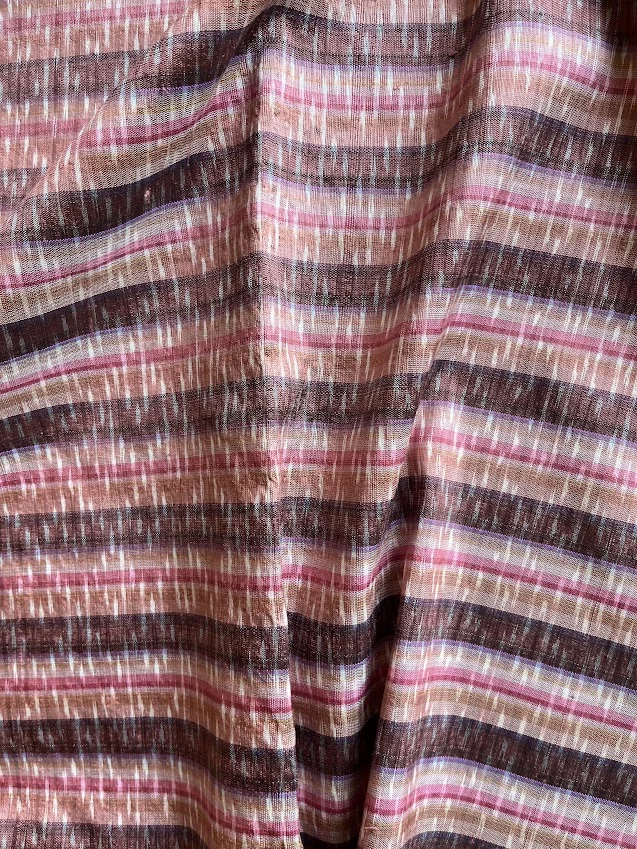 Ikat Silk, 2-Shaft, Kon Ka-Et Pattern, Brown and Salmon Pink