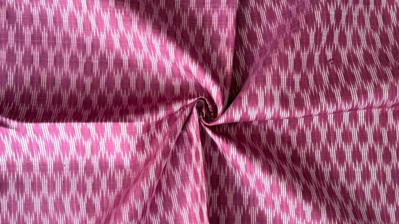 Ikat Silk, 2-Shaft, Oval Pattern, Pink-Red