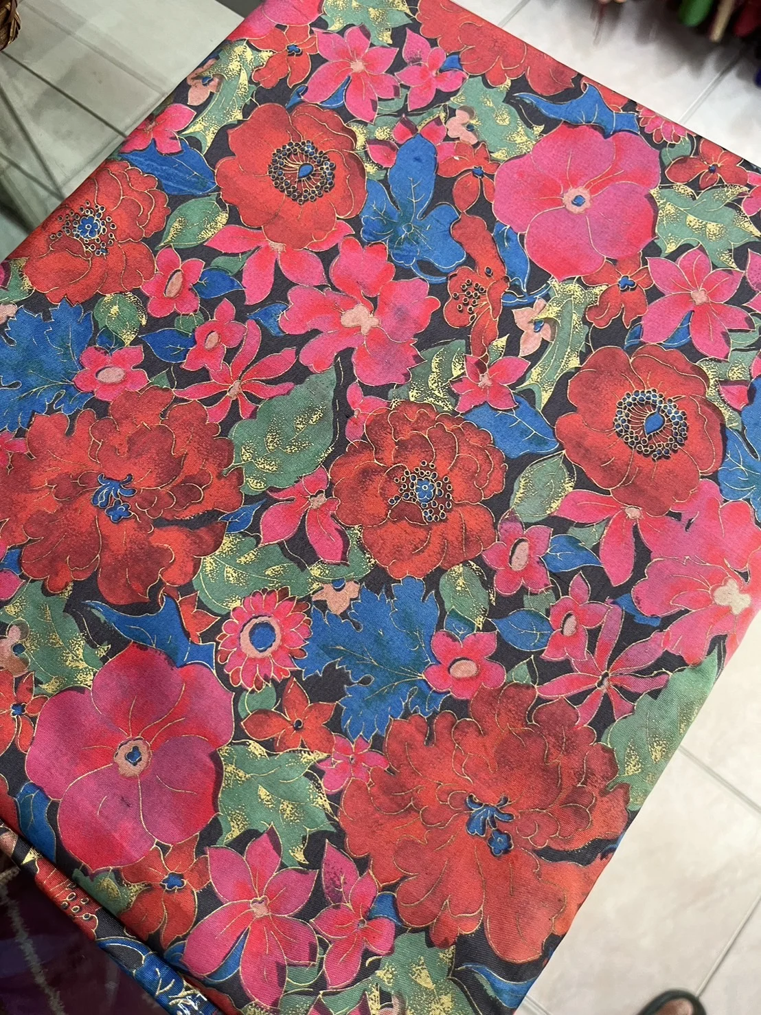 Printed Silk, Textured, Floral Print, Multicolour