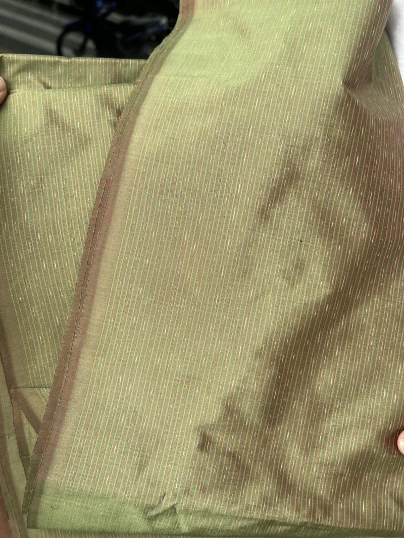 Ikat Silk, Amprom Pattern, Green Shot with Brown