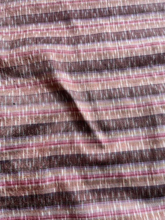 Ikat Silk, 2-Shaft, Kon Ka-Et Pattern, Brown and Salmon Pink