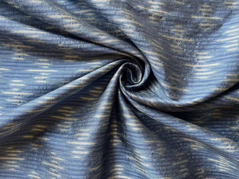 Ikat Silk, 2-Shaft, Lantern Pattern, Indigo Blue