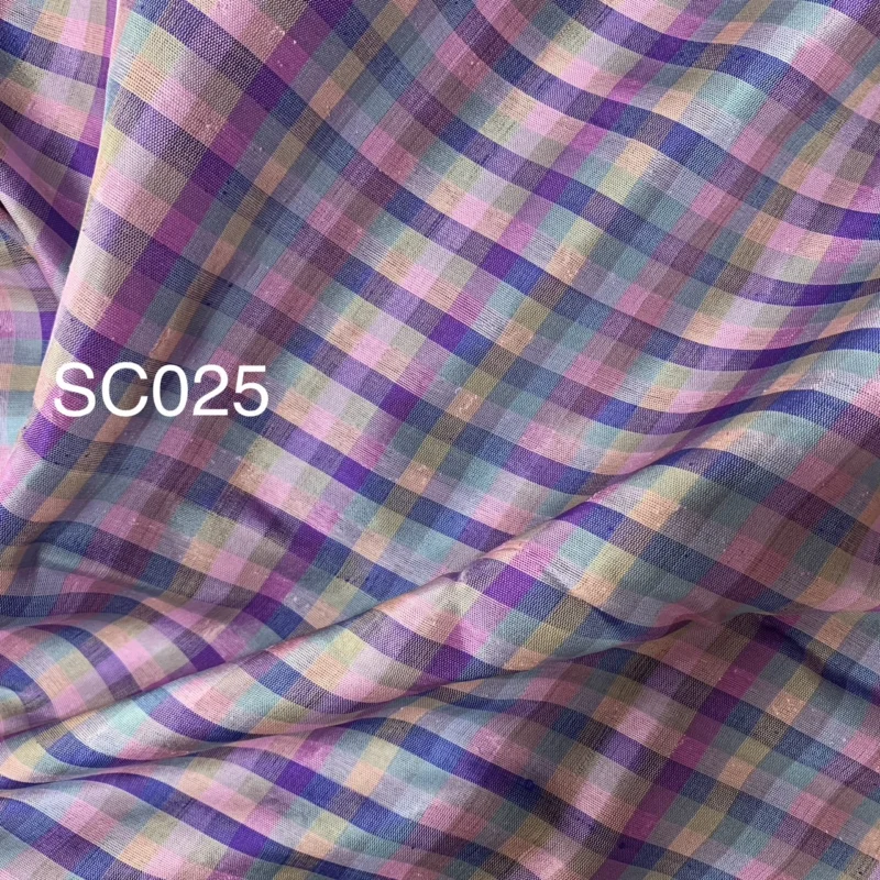 Silk Plaid, Textured, Purple and Pink