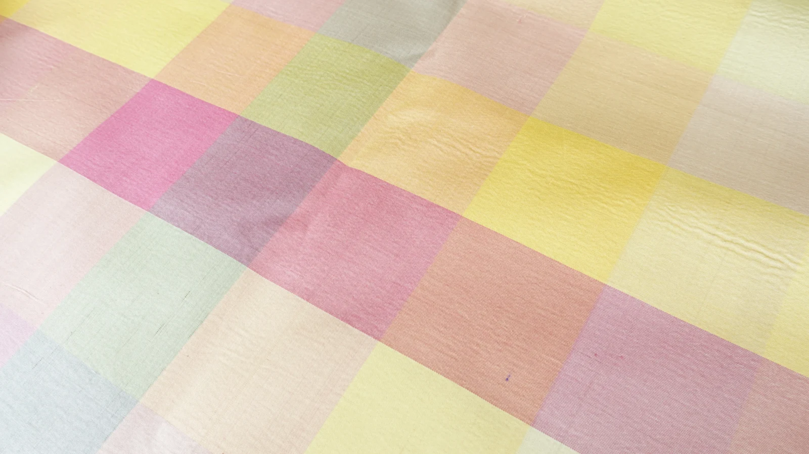 Silk Multicolour Stripe, Check Pattern, Warm Tones