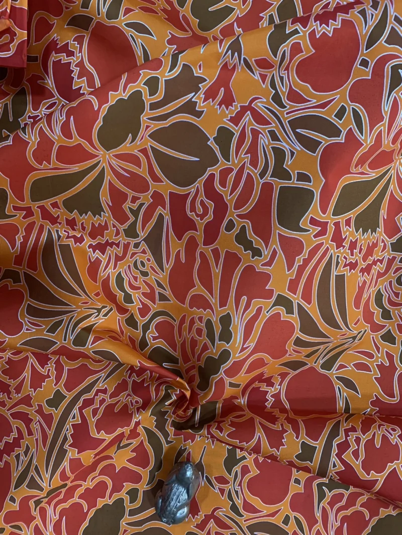 Printed Silk, Smooth Weave, Red