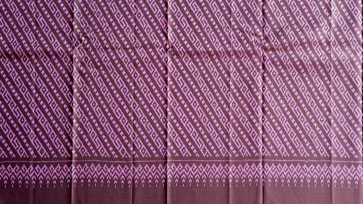 Ikat Silk, 2-Shaft, Belt-Line Pattern, Dusty Mauve with Pink Ikat