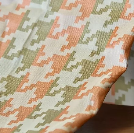Machine-Woven Spun Silk, Wide Width, Orange and Green