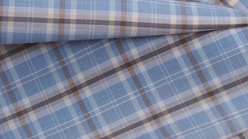 Silk Plaid, Soft Textured, Light Blue, Grey and Brown
