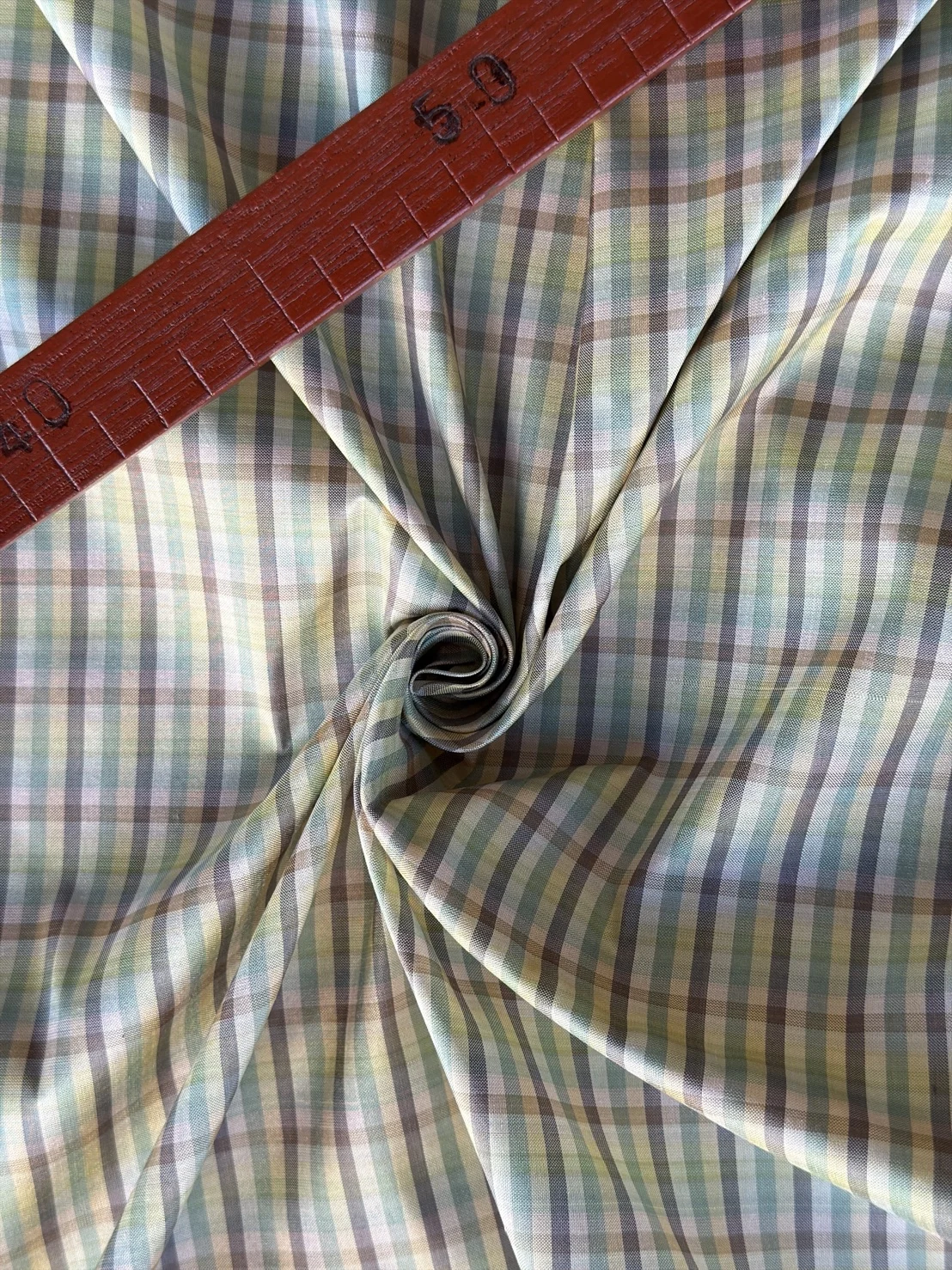 Silk Plaid, Smooth Weave, Green and Black