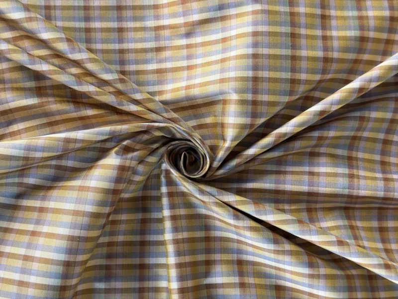 Silk Plaid, Smooth Weave, Grey and Brown