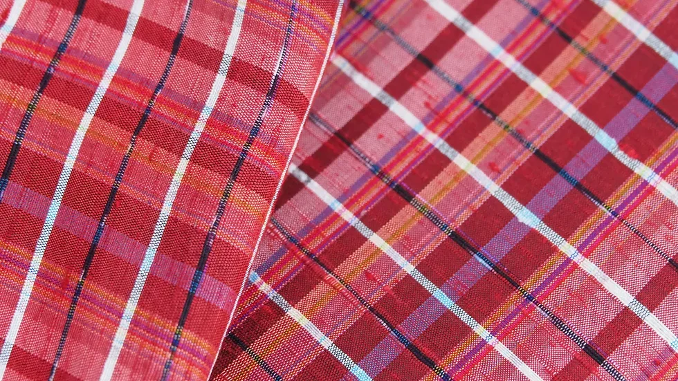 Silk Plaid, Soft Textured, Red and Orange