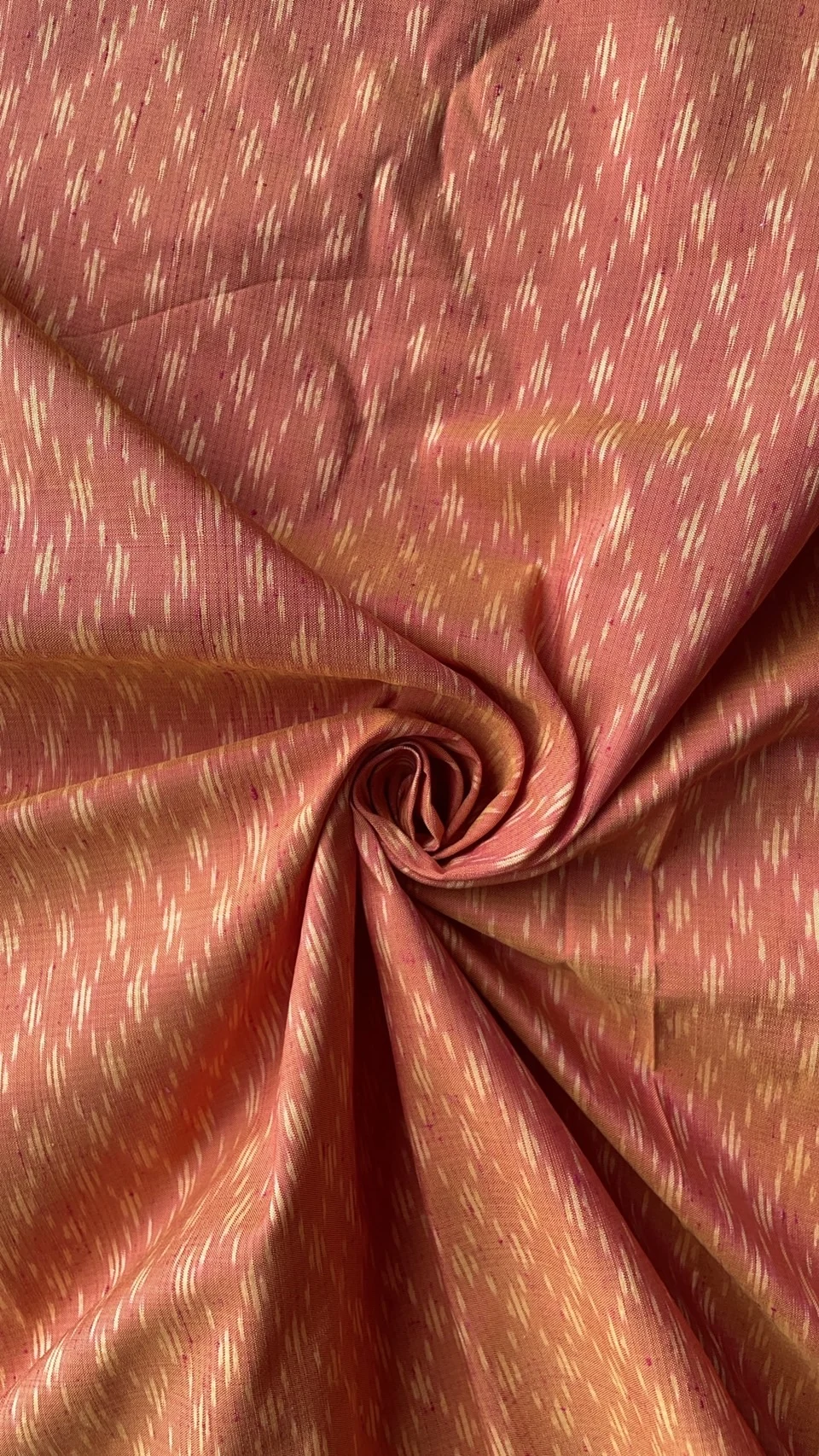 Ikat Native Silk, Chain-Net Pattern, Orange Shot with Salmon Pink