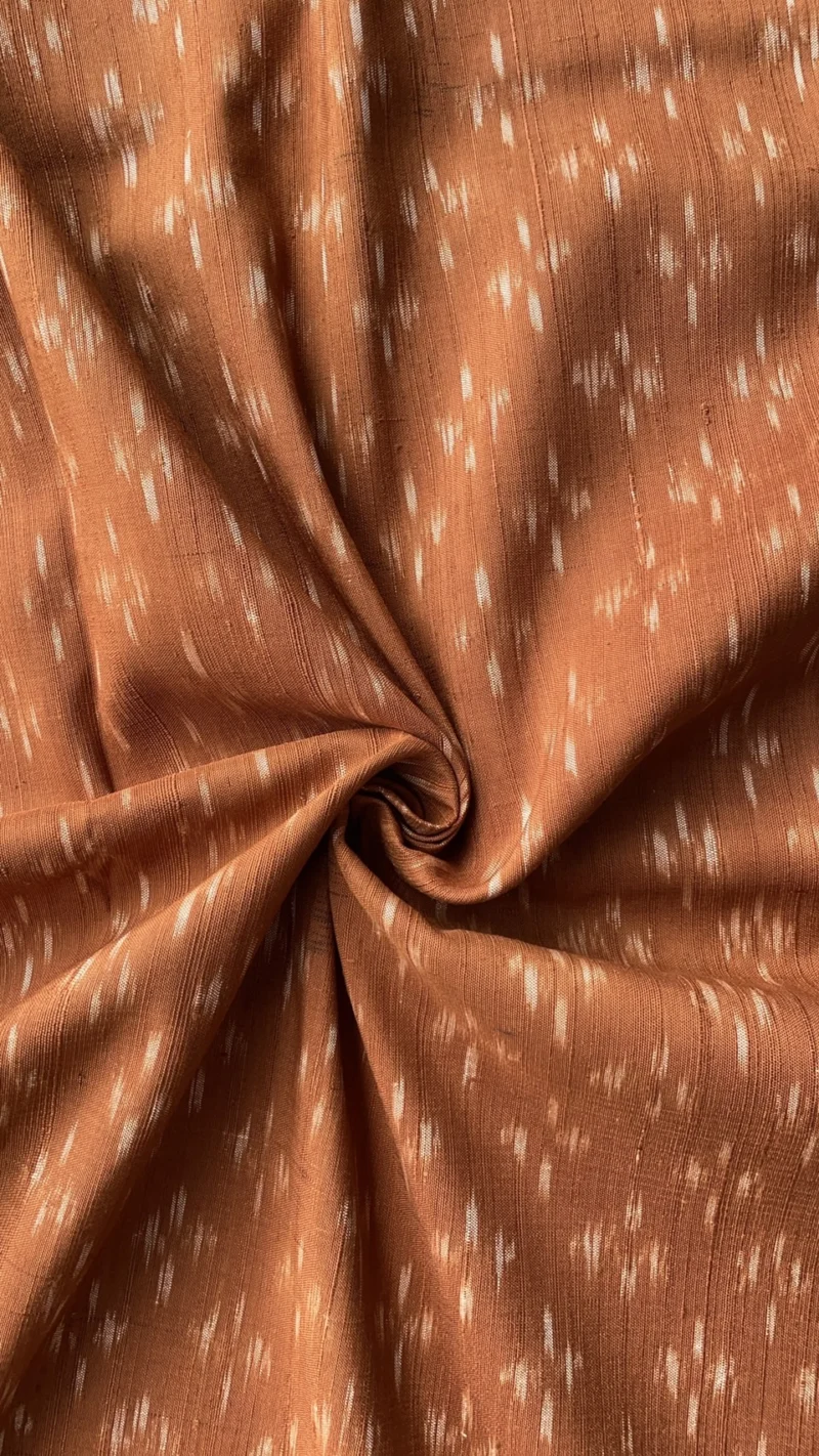 Ikat Native Silk, Small Dok Kaew Pattern, Orange and Brick Brown