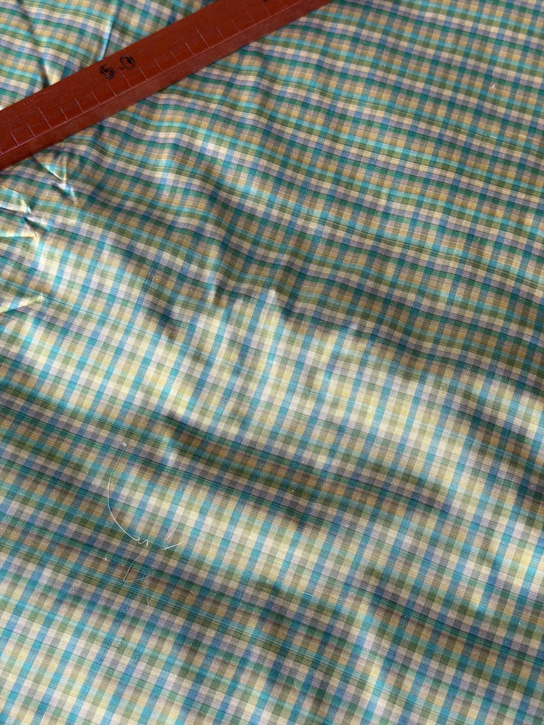 Silk Plaid, Smooth Weave, Light Blue and Yellow