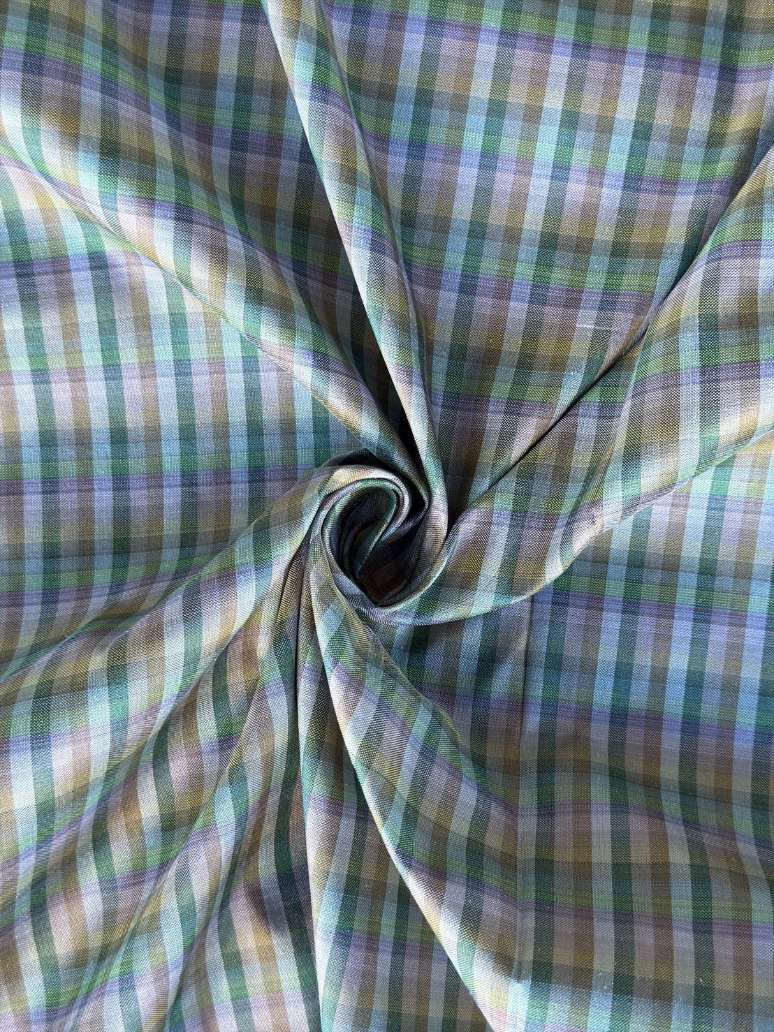 Silk Plaid, Smooth Weave, Grey and Brown