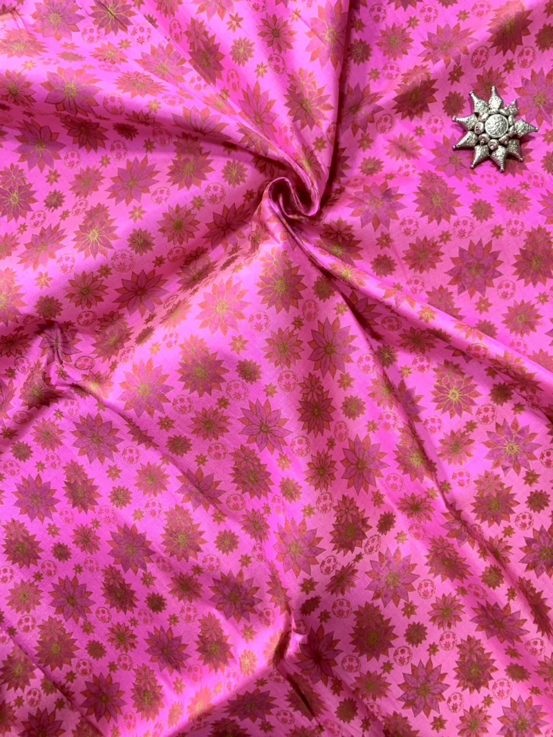 Printed Silk, Smooth Weave, Pink