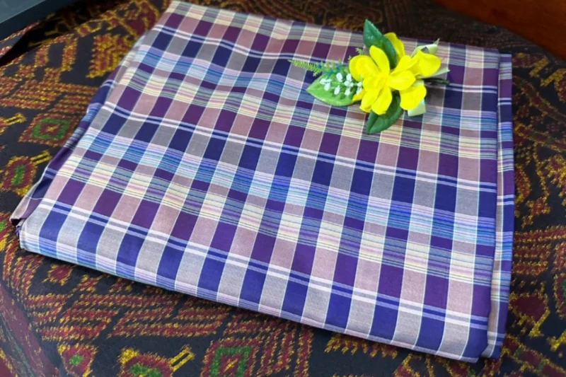 Silk Plaid, Smooth Weave, Blue and Light Purple