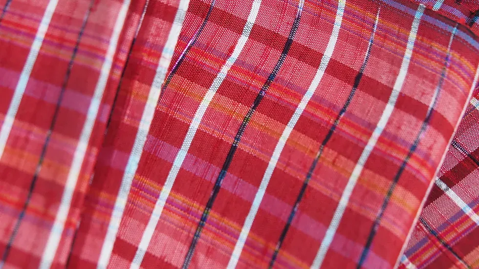 Silk Plaid, Soft Textured, Red and Orange