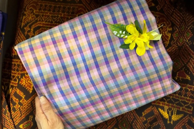 Silk Plaid, Soft Textured, Purple and Yellow