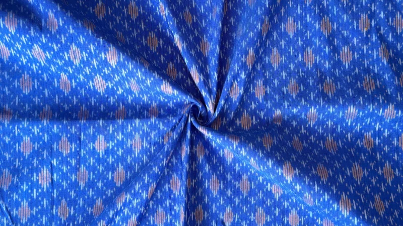 Ikat Silk, 2-Shaft, Moon-and-Stars Pattern, Blue