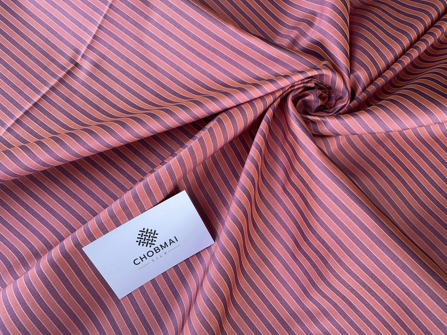 Silk Multicolour Stripe, Pink and Salmon Orange