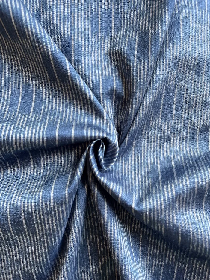 Ikat Silk, 2-Shaft, Kan Yaeng Pattern, Indigo Blue