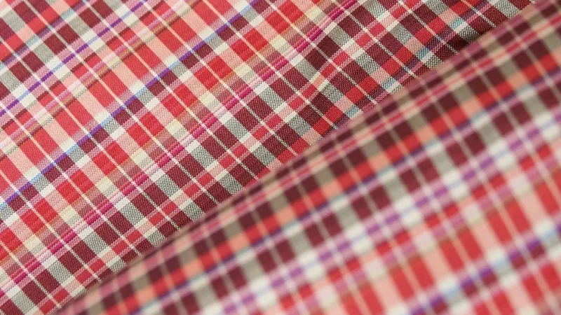 Silk Plaid, Smooth Weave, Dark Red and Orange