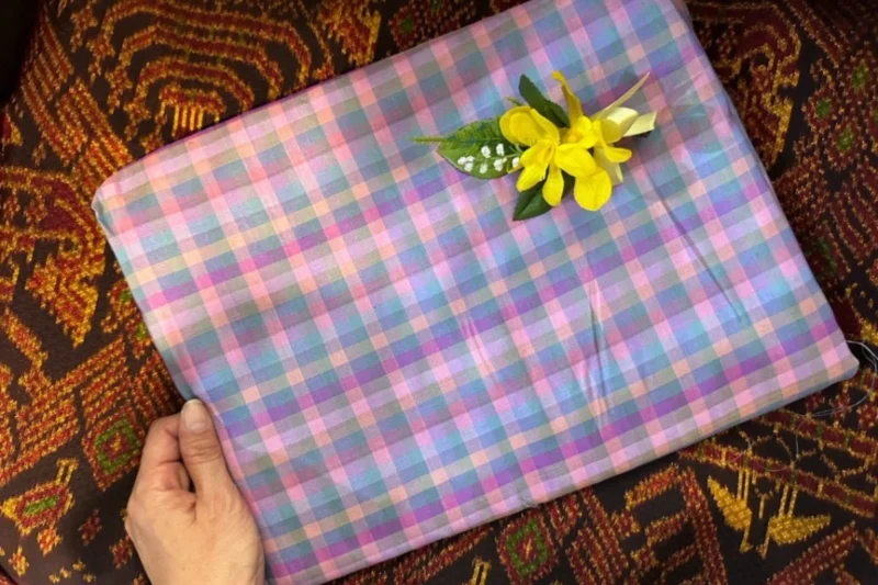 Silk Plaid, Smooth Weave, Pink and Purple