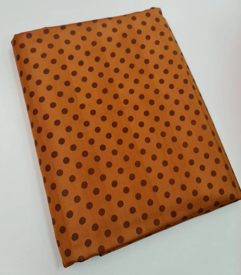 Printed Silk, Smooth Weave, Dot Print, Brown Ground