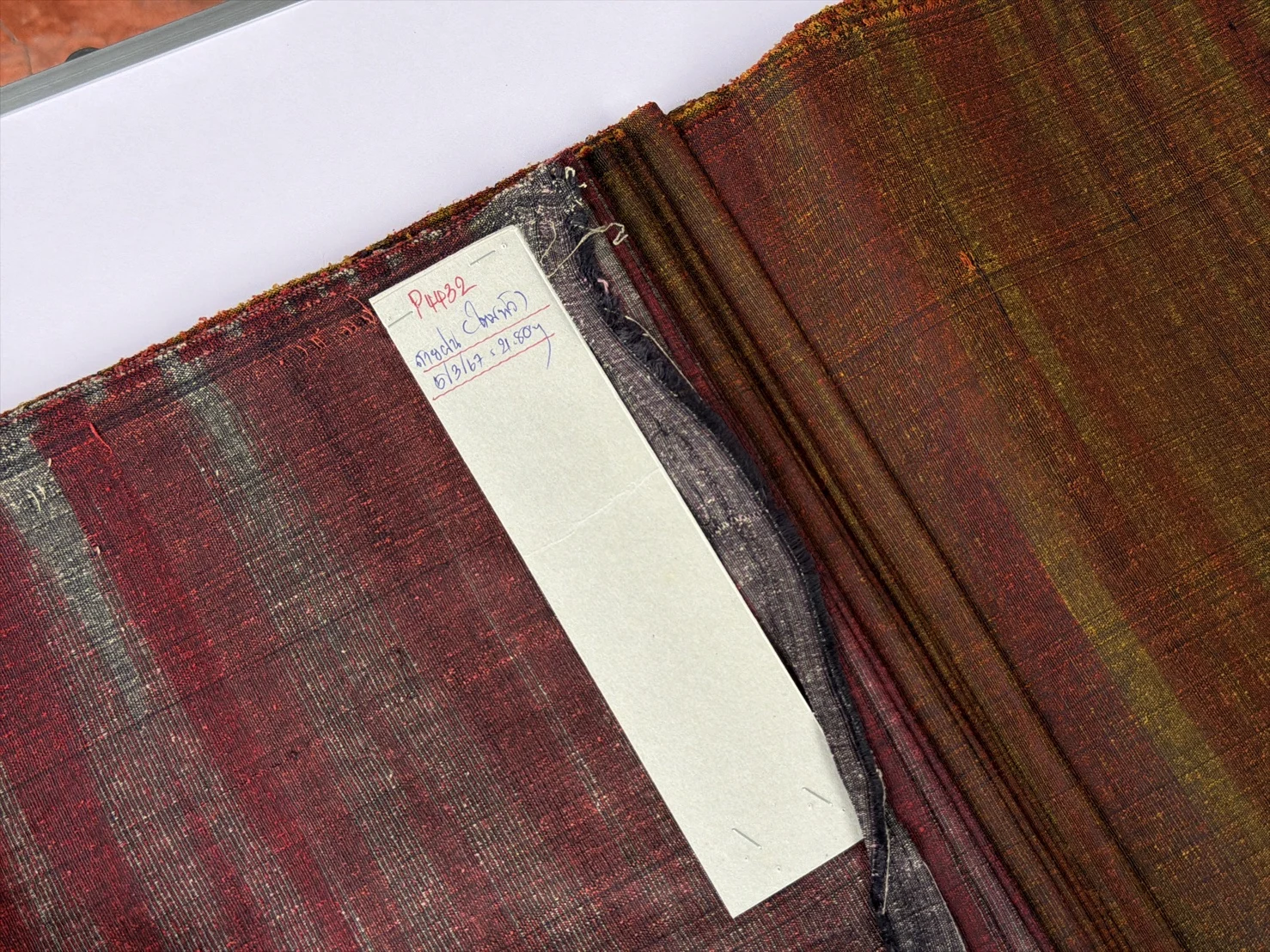 Silk, Heavy Textured, Rain Pattern, Red and Grey